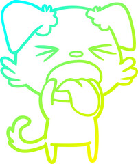 cold gradient line drawing cartoon disgusted dog