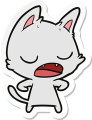 sticker of a talking cat cartoon