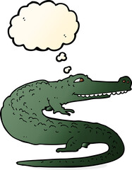 Obraz premium cartoon crocodile with thought bubble