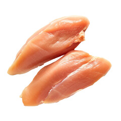 Two pieces of chicken. Two raw chicken breast. Isolated on transparent background, PNG