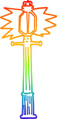 rainbow gradient line drawing cartoon lamp post