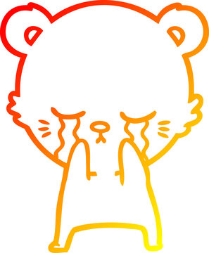 recommend clip art: warm gradient line drawing crying cartoon bear