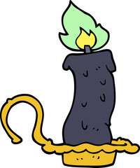 cartoon doodle burning halloween candle