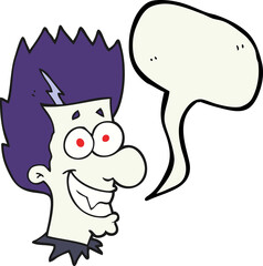 speech bubble cartoon grinning vampire