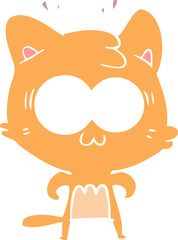 flat color style cartoon surprised cat