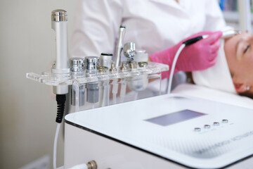 Oxygen Mesotherapy and RF Lifting Device in Beauty Salon. Professional oxygen mesotherapy and RF...