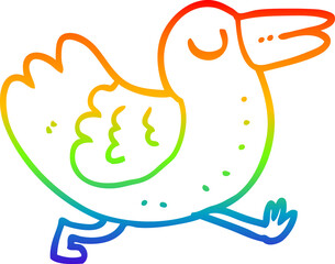 rainbow gradient line drawing cartoon bird