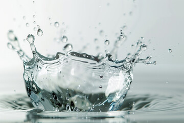 Water splash in spherical form. Spherical water splash on white background.