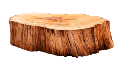 A large log with a hole in the middle, cut out element. Isolated on transparent background, PNG