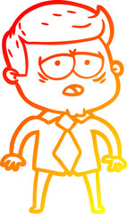 warm gradient line drawing cartoon tired man