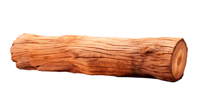 A large log is cut out element. Isolated on transparent background, PNG