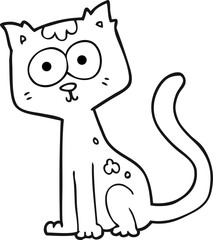 black and white cartoon cat