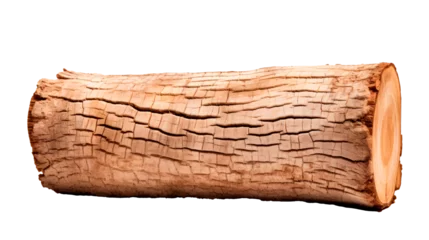 Photo sur Plexiglas Texture du bois de chauffage A large log is cut out element. Isolated on transparent background, PNG