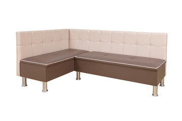 Kitchen corner sofa isolated on a white background. Cushioned furniture.