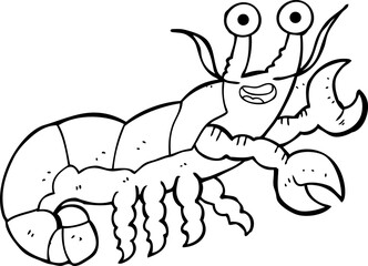 black and white cartoon lobster