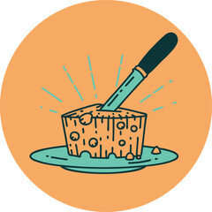 icon of tattoo style plate of cheese