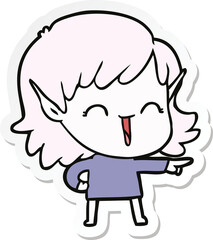 sticker of a cartoon elf girl