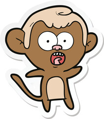 Obraz premium sticker of a cartoon shocked monkey