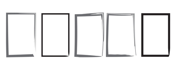 Grunge square and rectangle frames, Square shape outline on hand draw style. empty black boxes set. Rectangle borders collections. Rubber square stamp imprint.