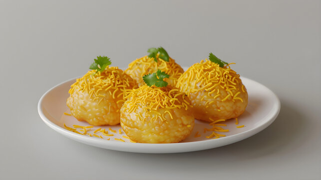 Indian sev puri chaat on plate