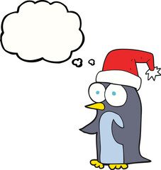 thought bubble cartoon christmas penguin