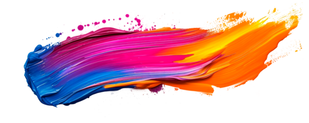 A colorful brush stroke. Isolated on transparent background, PNG