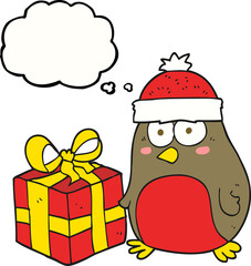 thought bubble cartoon christmas robin