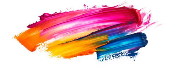 A colorful brush stroke. Isolated on transparent background, PNG