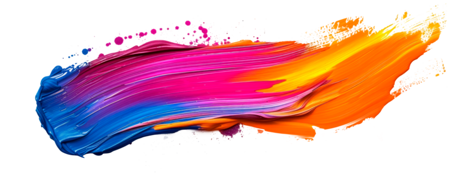 A colorful brush stroke. Isolated on transparent background, PNG