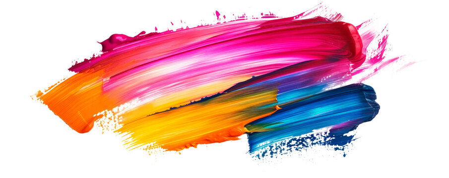 A colorful brush stroke. Isolated on transparent background, PNG