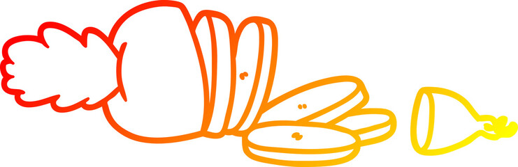 warm gradient line drawing cartoon carrot chopped