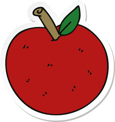 sticker of a quirky hand drawn cartoon apple