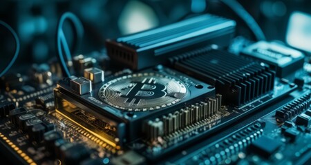 Fototapeta na wymiar Bitcoin Mining Hardware - The Heart of Cryptocurrency
