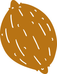 cartoon of a single walnut