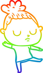 rainbow gradient line drawing cartoon calm woman