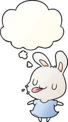 cartoon rabbit and thought bubble in smooth gradient style