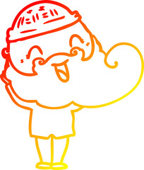 warm gradient line drawing happy bearded man