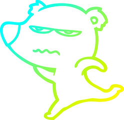 cold gradient line drawing annoyed bear cartoon running