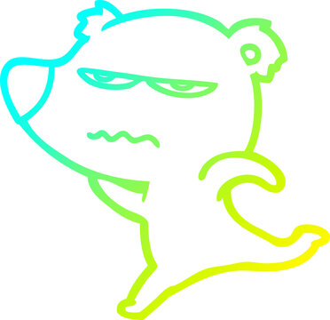 recommend clip art: cold gradient line drawing annoyed bear cartoon running