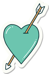tattoo style sticker of an arrow and heart
