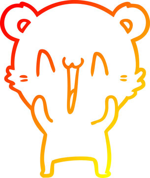 recommend clip art: warm gradient line drawing happy bear cartoon