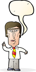 cartoon grumpy boss with speech bubble