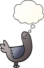 cartoon pigeon and thought bubble in smooth gradient style