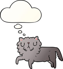 cartoon cat and thought bubble in smooth gradient style