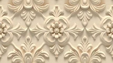 Foto op Canvas Floral cottagecore style pattern in beige color. © Vladimir