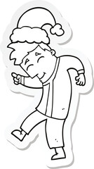 sticker of a cartoon man wearing christmas hat