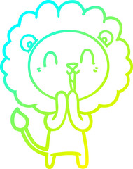 cold gradient line drawing laughing lion cartoon