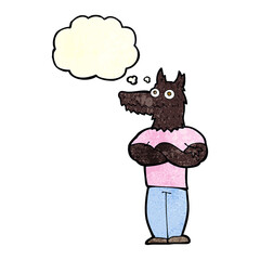 cartoon werewolf with thought bubble