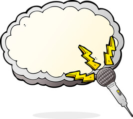 cartoon microphone and space for text cloud