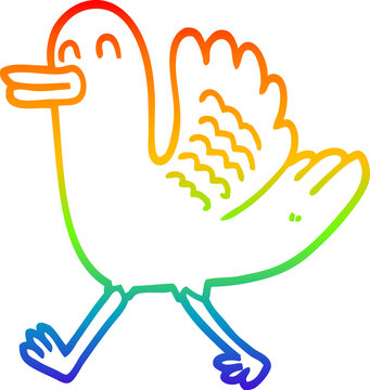 recommend clip art: rainbow gradient line drawing cartoon duck